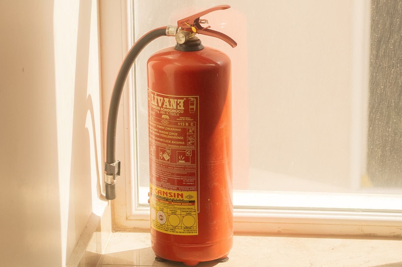 Fire extinguisher mounted in a common area