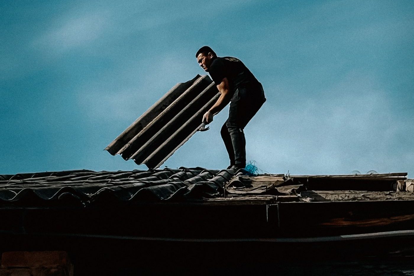 Roofer working on a roof