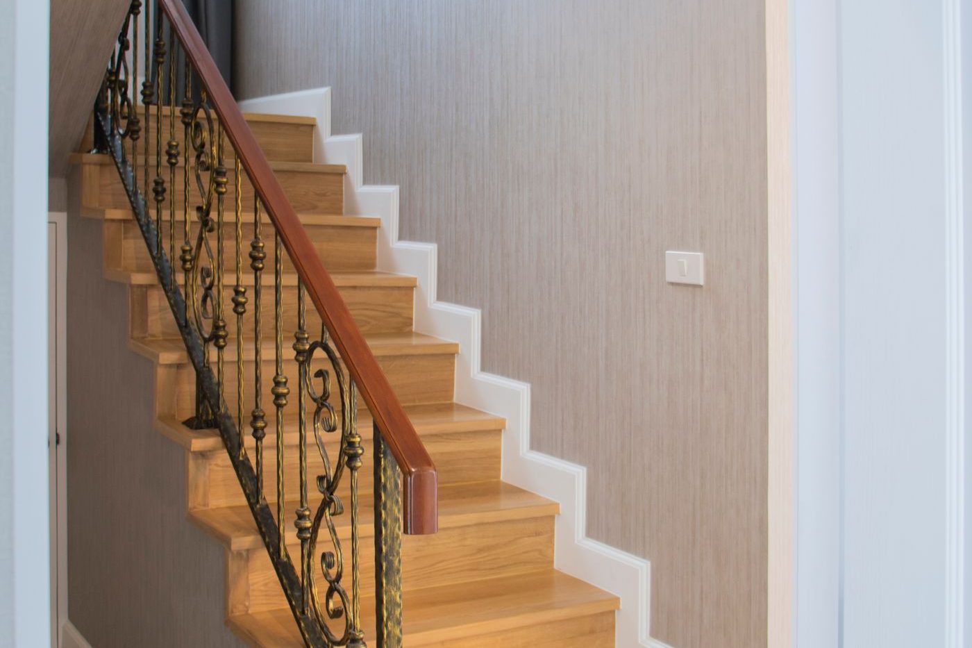 Interior stairway with a secure handrail