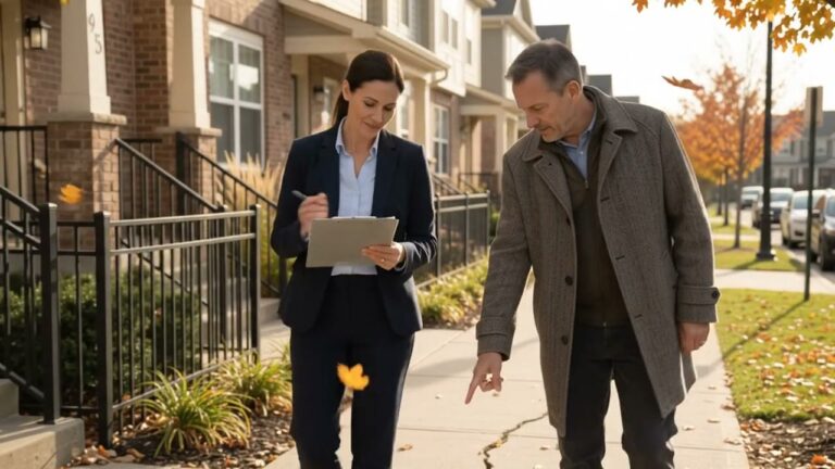 A board member and a property manager reviewing papers