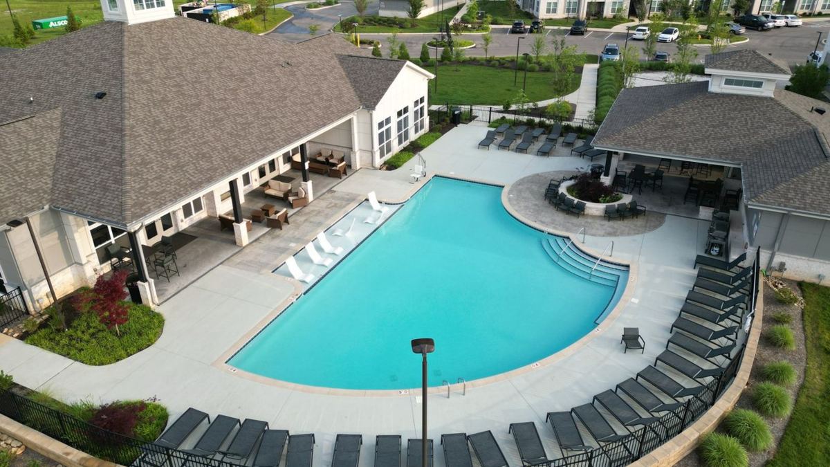 Community pool seen from above